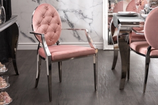 LuxD 25369 Dizajnová stolička s opierkami Rococo II ružová
