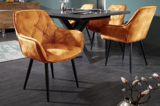 LuxD 25484 Dizajnová stolička Garold horčicovo-žltý zamat obr-1