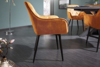 LuxD 25484 Dizajnová stolička Garold horčicovo-žltý zamat obr-2