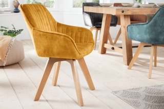 LuxD 25597 Dizajnová otočná stolička Gaura horčicovo-žltý zamat obr-1