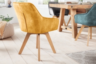 LuxD 25597 Dizajnová otočná stolička Gaura horčicovo-žltý zamat obr-2