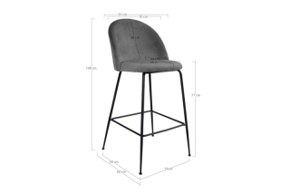 Norddan Dizajnová barová stolička Kristopher, sivá / čierna obr-2