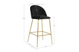 Norddan Dizajnová barová stolička Kristopher, čierna / mosadz obr-4