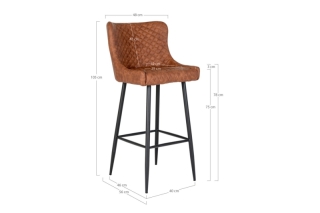 Norddan Dizajnová barová stolička Laurien vintage hnedá obr-4