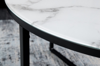 LuxD Dizajnový konferenčný stolík Latrisha 80 cm biely - vzor mramor obr-1
