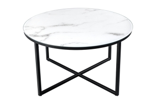 LuxD Dizajnový konferenčný stolík Latrisha 80 cm biely - vzor mramor obr-3
