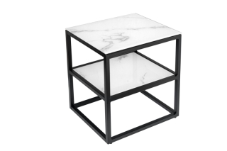 LuxD Dizajnový odkladací stolík Latrisha 45 cm biely - vzor mramor obr-3