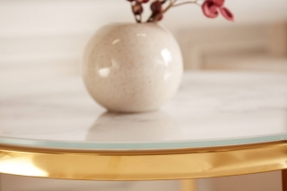 LuxD Sada okrúhlych odkladacích stolíkov Latrisha bielo-zlatá - vzor mramor obr-3