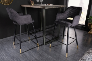 LuxD Dizajnová barová stolička Laney antracitový zamat obr-1