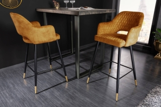 LuxD Dizajnová barová stolička Laney horčicový zamat obr-1