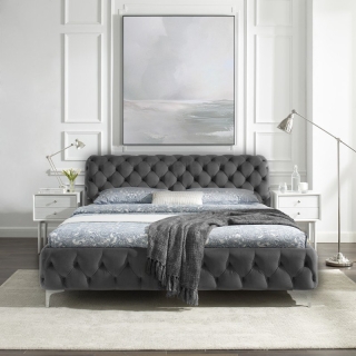LuxD Dizajnová posteľ Rococo 180 x 200 cm sivý zamat obr-1