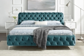 LuxD Dizajnová posteľ Rococo 180 x 200 cm modrý zamat obr-1