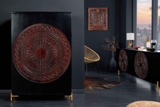 LuxD Dizajnová barová skrinka Fernanda 141 cm čierne mango obr-1