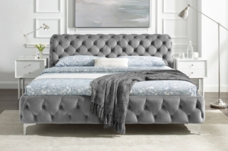 LuxD Dizajnová posteľ Rococo 160 x 200 cm sivý zamat obr-1