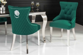 LuxD 28254 Dizajnová stolička Queen Levia hlava smaragdovo-zelený zamat obr-1