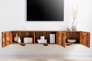LuxD Dizajnový závesný TV stolík Shayla 160 cm hnedé mango obr-1