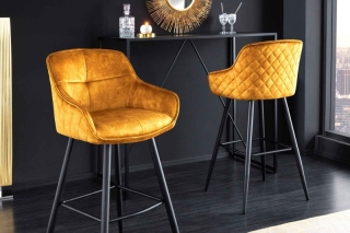 LuxD Dizajnová barová stolička Natasha horčicový zamat