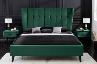 LuxD Dizajnová posteľ Violetta 160 x 200 cm tmavozelený zamat obr-1