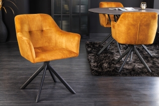 LuxD 28537 Dizajnová otočná stolička Galileo horčicovo-žltý zamat