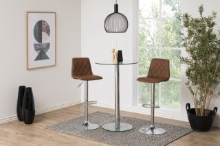 Dkton Dizajnová barová stolička Nashota, svetlo hnedá-chrómová obr-1