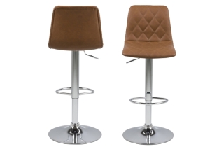 Dkton Dizajnová barová stolička Nashota, svetlo hnedá-chrómová obr-2