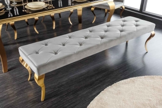 LuxD Dizajnová lavica Rococo 172 cm sivá / zlatá