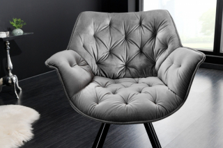 LuxD 28838 Dizajnová otočná stolička Kiara II sivý zamat obr-1