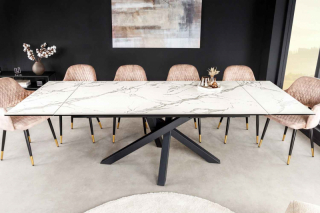 LuxD Rozťahovací keramický stôl Paquita 180-220-260 cm biely mramor obr-1
