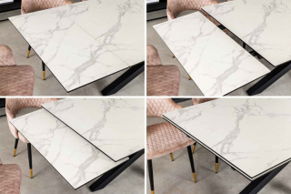 LuxD Rozťahovací keramický stôl Paquita 180-220-260 cm biely mramor obr-2