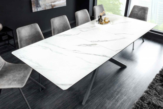 LuxD Rozťahovací keramický stôl Halia 160-200 cm biely mramor obr-1