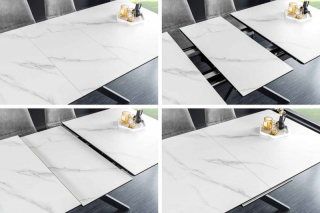 LuxD Rozťahovací keramický stôl Halia 160-200 cm biely mramor obr-2