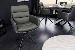 LuxD 29141 Dizajnová otočná stolička Maddison sivá koža