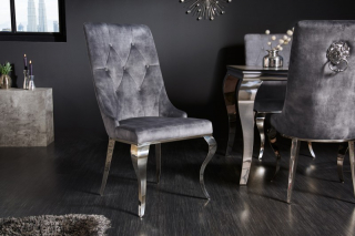 LuxD 29160 Dizajnová stolička Rococo Levia hlava sivá / chróm