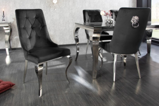 LuxD 29161 Dizajnová stolička Rococo Levia hlava čierna / chróm