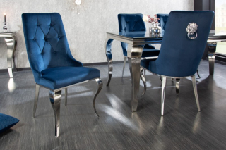 LuxD 29162 Dizajnová stolička Rococo Levia hlava modrá / chróm