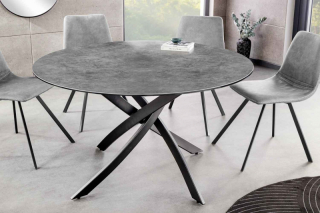LuxD Okrúhly jedálenský keramický stôl Halia 120 cm antracitový