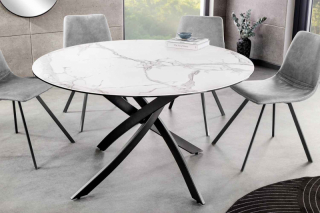 LuxD Okrúhly jedálenský keramický stôl Halia 120 cm biely