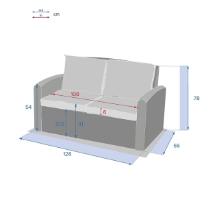 DEOKORK Ratanová lavica pre 2 osoby SANTORINI (hnedá) obr-2