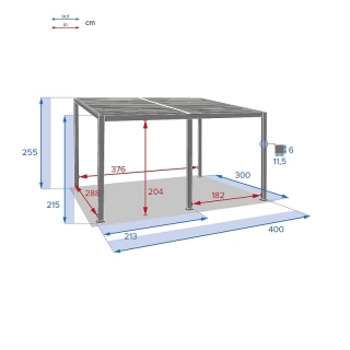 DEOKORK Záhradný hliníkový altánok LUXURY 4x3 m (grafit) obr-2
