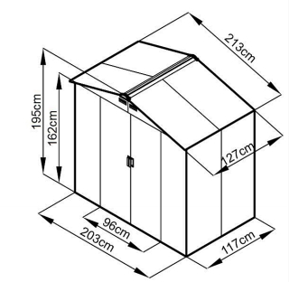 Záhradný domček plocha 213 x 127 cm (šedá) obr-1