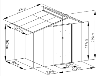 Záhradný domček plocha 292 x 193 cm (šedá) obr-2
