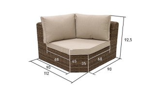 DEOKORK Ratanový rohový diel BORNEO LUXURY (hnedá) obr-2