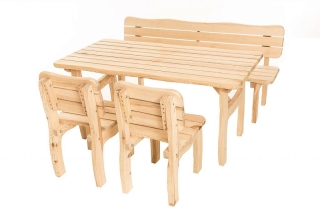 DEOKORK Masívne záhradná zostava z borovice VIKING 1+2+1 (40 mm) - rôzne dĺžky 180 cm obr-1