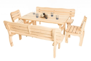 DEOKORK Masívne záhradná zostava z borovice VIKING 1+2+2 (40 mm) - rôzne dĺžky 200 cm