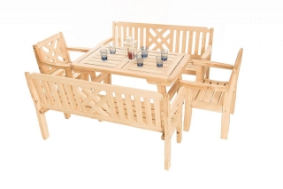 DEOKORK Masívne záhradná zostava z borovice ROMANTIC 1+2+2 (32 mm) - rôzne dĺžky 180 cm