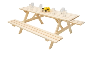 DEOKORK Masívny drevený pivný set z borovice 200 cm hrúbka 45 mm