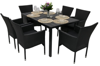DEOKORK Záhradná ratanová zostava PALERMO 1+6 (rôzne dĺžky) stôl 205x90 cm