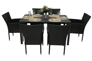 DEOKORK Záhradná ratanová zostava PALERMO 1+6 (rôzne dĺžky) stôl 205x90 cm obr-2