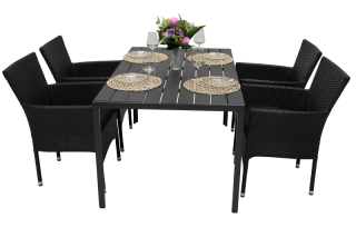 DEOKORK Záhradná ratanová zostava PALERMO 1+4 (rôzne dĺžky) stôl 150x90 cm obr-1