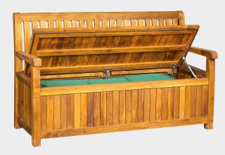 DEOKORK Záhradná teaková lavica s úložným boxom PIETRO 180 cm obr-2